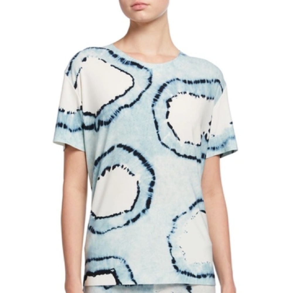 NORMA KAMALI Tie-dye Short-sleeve Boxy Top In Blue Tye Dye